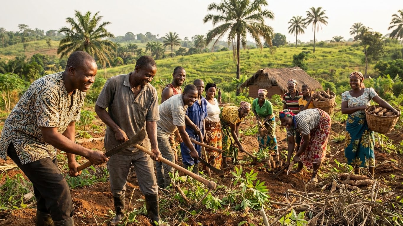 “IGBA ONWE ORU,” the traditional Igbo communal farming practice, in Nigeria